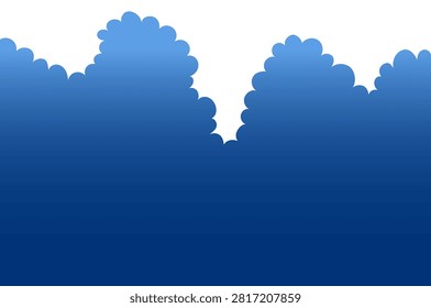 Fluffy cumulus clouds, rain clouds illustration on transparent background. Cloudscape, skyscape panoramic view. Cloudy weather, overcast sky. Hand drawn vector clip art, design element
