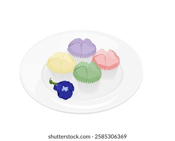 Fluffy cupcakes on a white background.