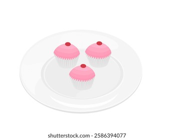 Fluffy cupcakes on a white background.