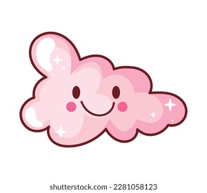Fluffy cute cloud retro and nostalgic icon isolated