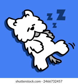 fluffy cute dog taking nap afternoon serenity doodle illustration vector asset