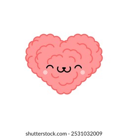 Fluffy cute heart isolated. Vector illustration