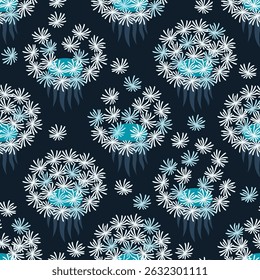 Fluffy dandelions vector illustration. Spring floral seamless pattern.