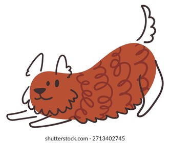 Dibujo de doodle de perro esponjoso. Lindo icono de moda