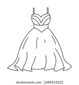 Fluffy doodle style dress on white background