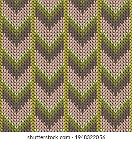 Fluffy downward arrow lines knitted texture geometric seamless pattern. Ugly sweater knit effect ornament. Classic warm seamless knitted pattern. Cozy textile print design.