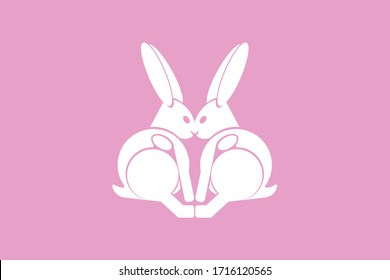 fluffy easter bunny shape cute rabbit for flat minimalist cartoon character girl couple fashion logo design vector