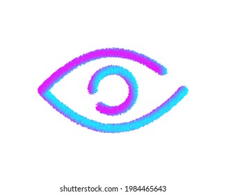 Fluffy Eye icono de piel 3d para web y móvil, moderno diseño minimalista plano. Icono de color del vector en fondo blanco