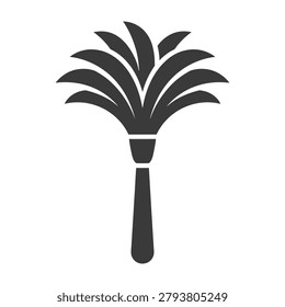 Fluffy feather duster vector icon for dusting surfaces with cleaning housekeeping household maintenance silhouette equipment housework