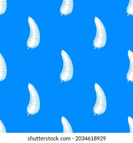 Fluffy feather pattern on white background. Vector illustration.