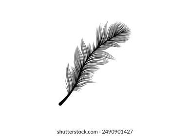 Fluffy feathers flying plume quills silhouettes design editable background