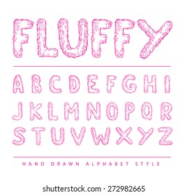 fluffy font alphabet, Vector illustration.