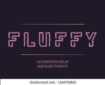 Fluffy font. Vector alphabet letters. Typeface design. 