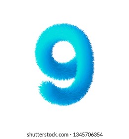 Fluffy Font Vector, Number Nine