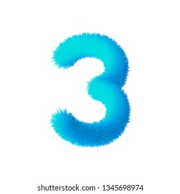 Fluffy Font Vector, Number Three