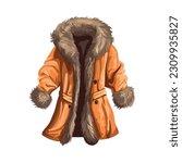 Fluffy fur coat warm wool, elegant fashion isolated