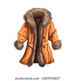Fluffy fur coat warm wool, elegant fashion isolated