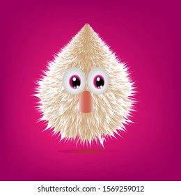 Fluffy fur toy on a purple background. Vector graphics