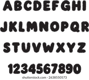 Fluffy Furry Fur typography font lettering ABC cartoon vector text