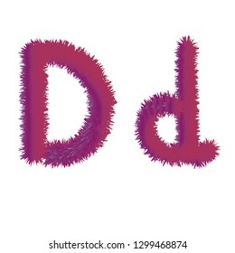 Fluffy furry vector letter D abc