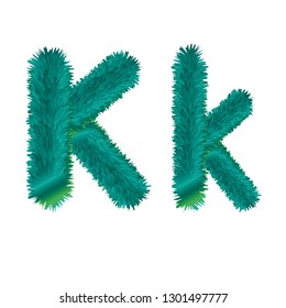 Fluffy furry vector letter K abc alphabet