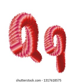 Fluffy furry vector letter Q abc alphabet