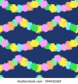 Fluffy garlands. Birthday seamless pattern. Vector illustration, eps 10.