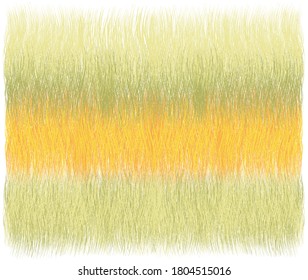 Fluffy grunge striped weave rug,  mat, carpet, coverlet ,tapestry in yellow, green, orange pastel colors isolated on white background