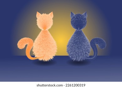 Fluffy Hair Cat Cartoon : realistic 3D illustration vector