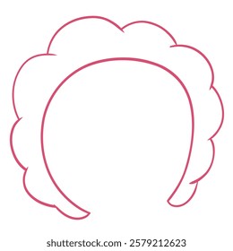 Fluffy Headband – Hand-Drawn Soft Hairband for Skincare Routine, Cozy Beauty Accessory in Elegant Linear Vector Illustration