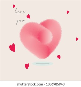 fluffy heart for website design, advertising, banner, business card, congratulations, made with a red-white gradient, vector