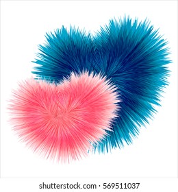 Fluffy hearts on a gradient background. For banners and invitations. Valentine's Day. Vector illustration.