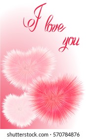 Fluffy hearts on a gradient background. For banners and invitations. Valentine's Day. Vector illustration.