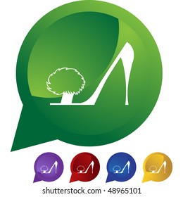 Fluffy Heel Shoe web button isolated on a background.