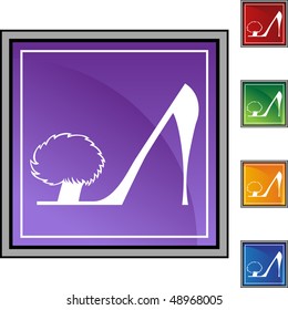 Fluffy Heel Shoe web button isolated on a background.