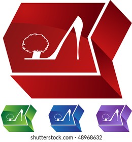 Fluffy Heel Shoe web button isolated on a background.