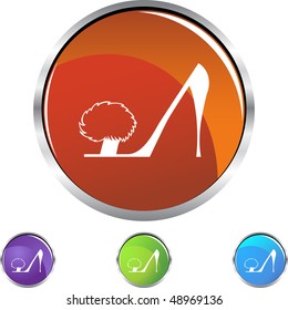 Fluffy Heel Shoe web button isolated on a background.