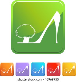 Fluffy Heel Shoe web button isolated on a background.
