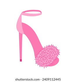 Fluffy high heels barbiecore vector illustration