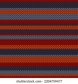 Fluffy horizontal stripes knit texture geometric vector seamless. Pullover knit effect ornament. Nordic style seamless knitted pattern. Handicraft backdrop.