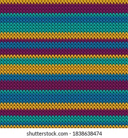 Fluffy horizontal stripes knitting texture geometric vector seamless  Fair isle sweater knit effect ornament  Classic warm seamless knitted pattern  Handicraft backdrop 