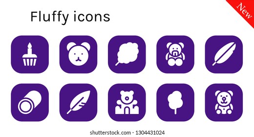 fluffy icon set. 10 filled fluffy icons.  Simple modern icons about  - Cupcake, Teddy bear, Cotton candy, Feather, Marshmallow