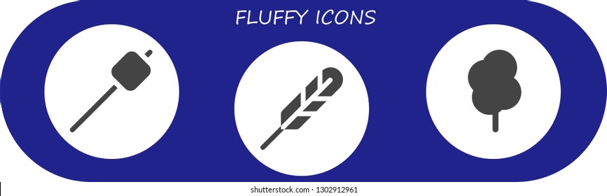  fluffy icon set. 3 filled fluffy icons.  Simple modern icons about  - Marshmallow, Feather pen, Cotton candy