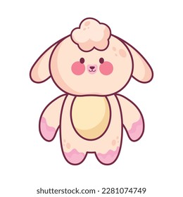 Fluffy kawaii sheep icon isolated