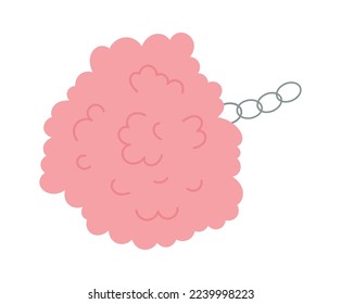 Fluffy keychain flat icon Cute accessory for keys