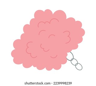 Fluffy keychain flat icon Cute accessory for keys