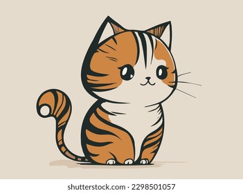 Gatito fluido, lindo gato de dibujos animados de mano línea estilo vectorial aislado en fondo blanco