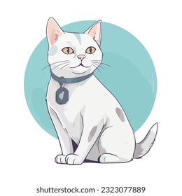 Fluffy kitten sitting design over white