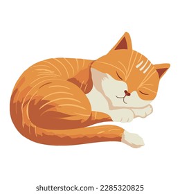 Fluffy kitten sleeping icon isolated