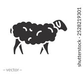 fluffy lamb, sheep or goat icon, woolly livestock, ewe pasture, flat vector illustranion